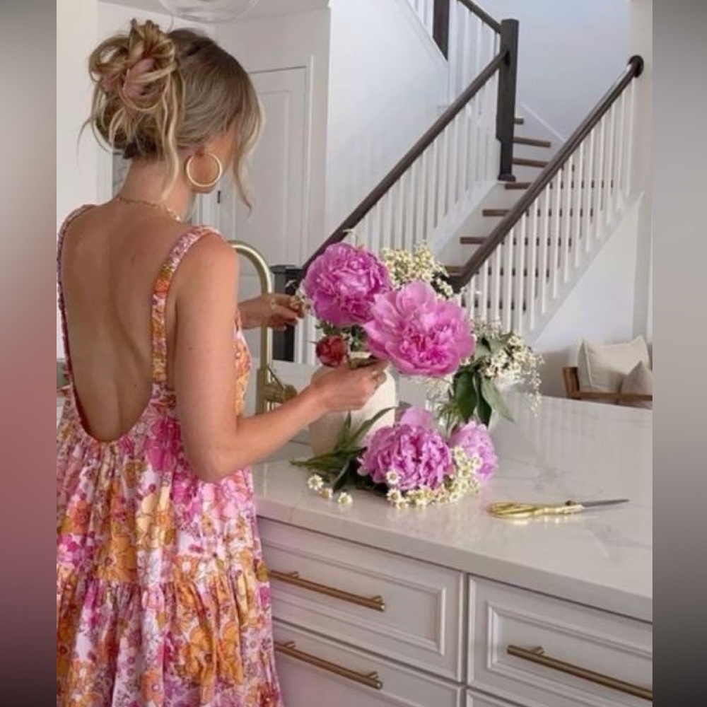 Free People Park Slope Low Back Floral Maxi Dress